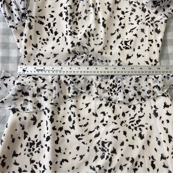 Sam Edelman dress woven chiffon peplum black white contemporary wide sleeves - Picture 9 of 13